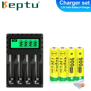 KEPTU 1.2V AAA Battery 900mAh nimh aaa battery 1.2V 3A aaa аккумуляторная батарея + 4 Слота Смарт-ЖК-зарядное устройство для 1.2V AA/AAA