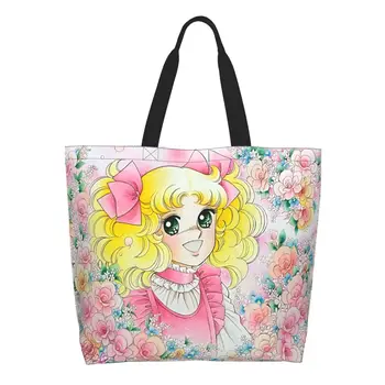 Забавные сумки для покупок из аниме и манги Candy Candy из вторичной переработки Холщовая сумка для покупок в продуктовых магазинах