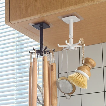 Кухонный крючок, многоцелевые крючки, поворачивающиеся на 360 градусов, Поворотная стойка, бытовая вешалка для ложек, аксессуары для организации и хранения
