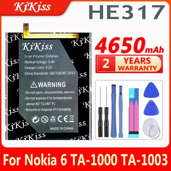 KiKiss 4650 мАч HE317 Батарея Для Nokia 6 Батарея Nokia6 N6 TA-1000 TA-1003 TA-1021 TA-1025 TA-1033 TA-1039 Аккумуляторы для телефонов
