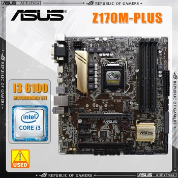 Материнская плата ASUS Z170M-PLUS LGA 1151 Подходит для Core i7/i5 /i3 USB3.0 M.2 SATA3 i3 6100 CPU Комбинация материнской платы DDR4 DIMM