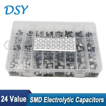 400шт 24-значные Алюминиевые Электролитические конденсаторы SMD В ассортименте + коробка 1 МКФ ~ 1000 МКФ 6,3 В-50 В