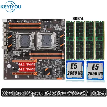 Материнская плата X99Dual с двумя процессорами LGA2011-3 в комплекте с процессором Xeon E5 2650 V3 и 32G (4 *8G) оперативной памятью DDR4 ECC REG