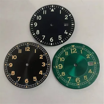 Циферблат часов диаметром 33,5 мм с зеленой подсветкой для деталей механизма NH35/ NH36 / 7S/4R