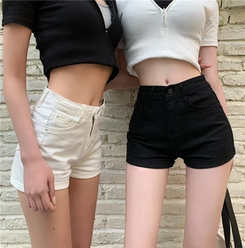 Женские короткие шорты из обтягивающей эластичной джинсовой ткани, летние новые уличные шорты для молодых девушек, сексуальные простые повседневные мини-шорты, женские