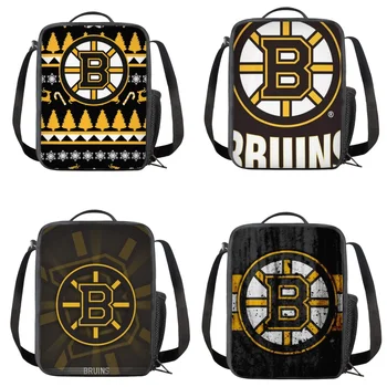 Хоккейная сумка для ланча Boston Bear, индивидуальная для мужчин, Ланчбоксы с плечевым ремнем, школьные термоизолированные коробки для подростков, мальчиков и девочек