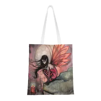 Симпатичная Осенняя Огненная фея Fantasy Art от Molly Harrison, сумки-тоут для покупок, Холщовая сумка для покупок из вторичной переработки продуктов, Наплечная сумка для покупок