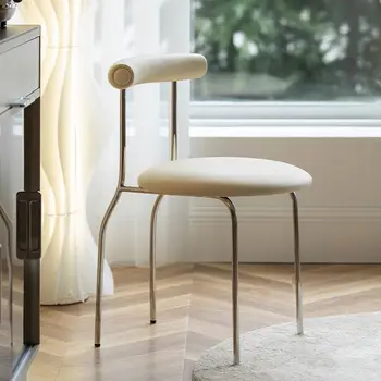 Роскошные и минималистичные обеденные стулья, кремовый стиль, современные домашние стулья, ретро-стулья для спальни в скандинавском минимализме