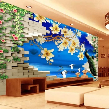 изготовленные на заказ Большие обои 3d Китайский ветер Страна Чудес цветок ТВ дизайн стены моющиеся обои для кухни papel de parede 3d обои